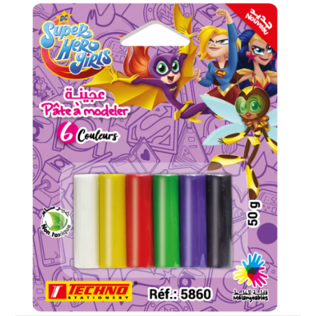 Pate a modeler de 6 couleurs "TECHNO" SUPER HERO GIRLS