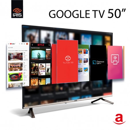 IRIS Téléviseur 50 ’’ LED 50G5010 UHD GOOGLE TV – Garantie 2 Ans - GRIS