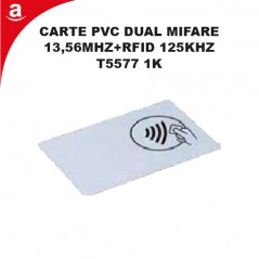 CARTE PVC DUAL MIFARE 13.56MHZ+RFID 125KHZ T5577 1K