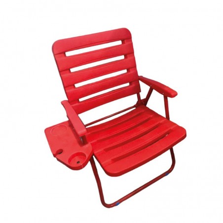 Chaise De Plage Pliable Avec Porte Gobelet ROUGE