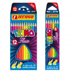 Crayons de couleur trino fluo "TECHNO" 6 couleurs