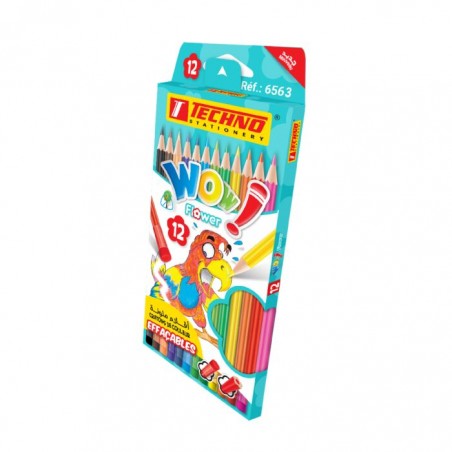 Crayons de couleurs wow flower boite de 12pcs "TECHNO" REF: 6563