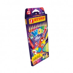 CRAYONS DE COULEUR WOW FLUO BOITE DE 12 COULEURS "TECHNO" REF: 6567