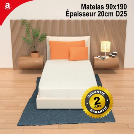 Matelas 90x190 Épaisseur 20cm D25